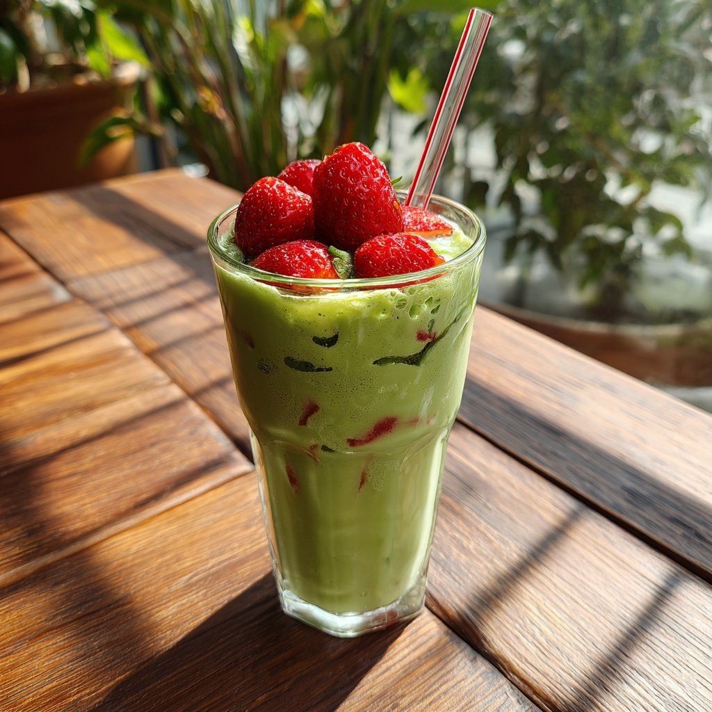 Iced Strawberry Matcha Latte At Home
