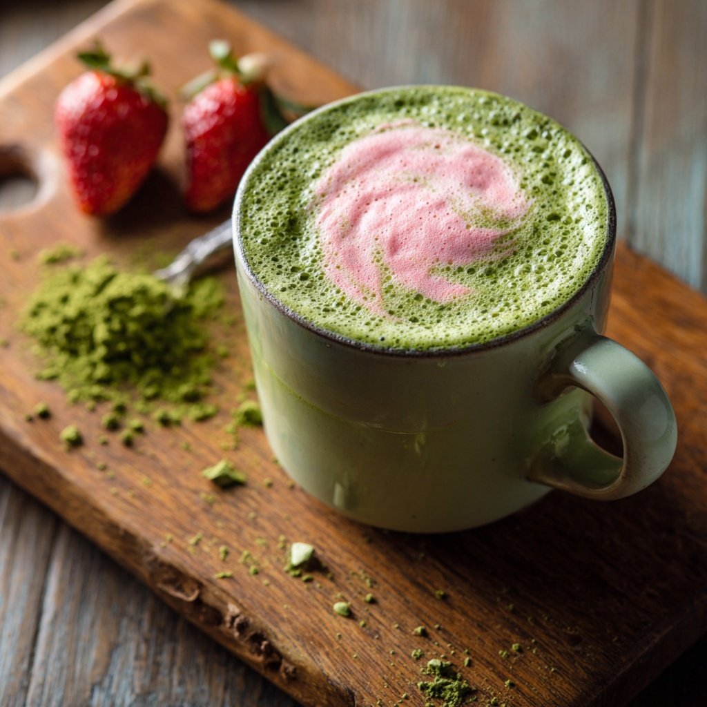 Warm Strawberry Vanilla Matcha
