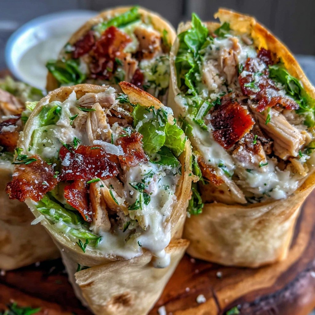 Healthy Chicken Caesar Salad Wraps