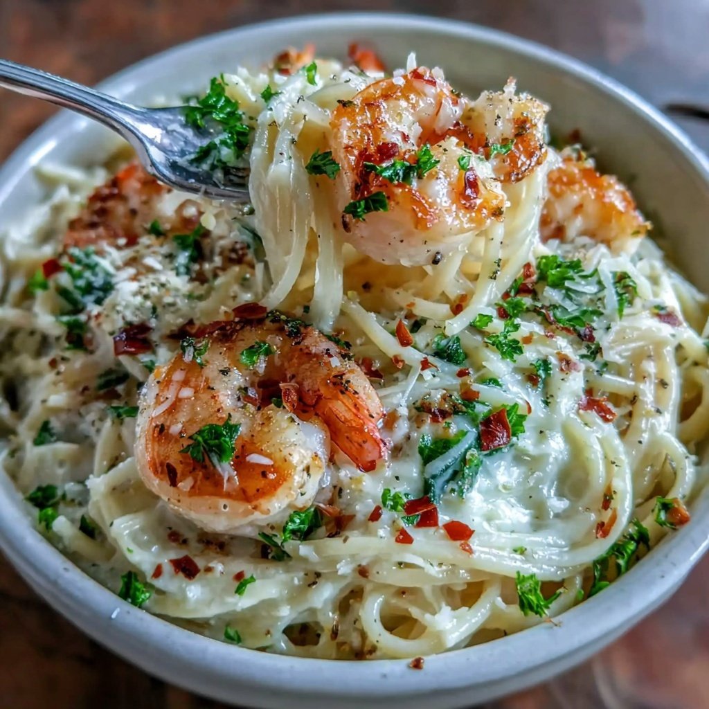 Shrimp Pasta With Spinach And Parmesan